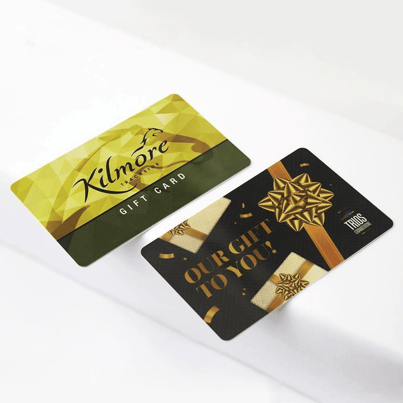 Imagem de Cartões-presente plásticos personalizados com foco em design em formato de carteira para projetos de Cartões plásticos.