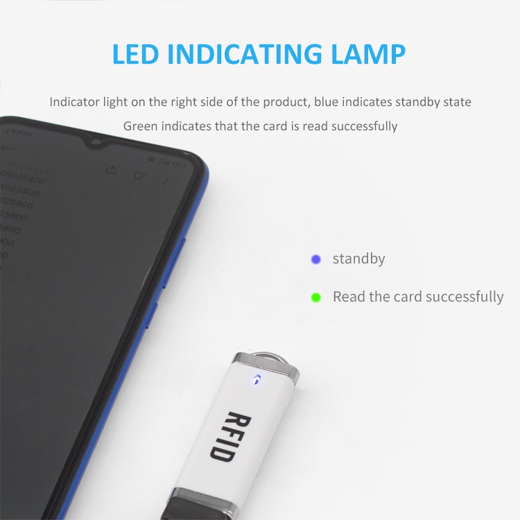 Indicador LED de um leitor RFID HF para aplicações profissionais de identificação e controle de acesso.