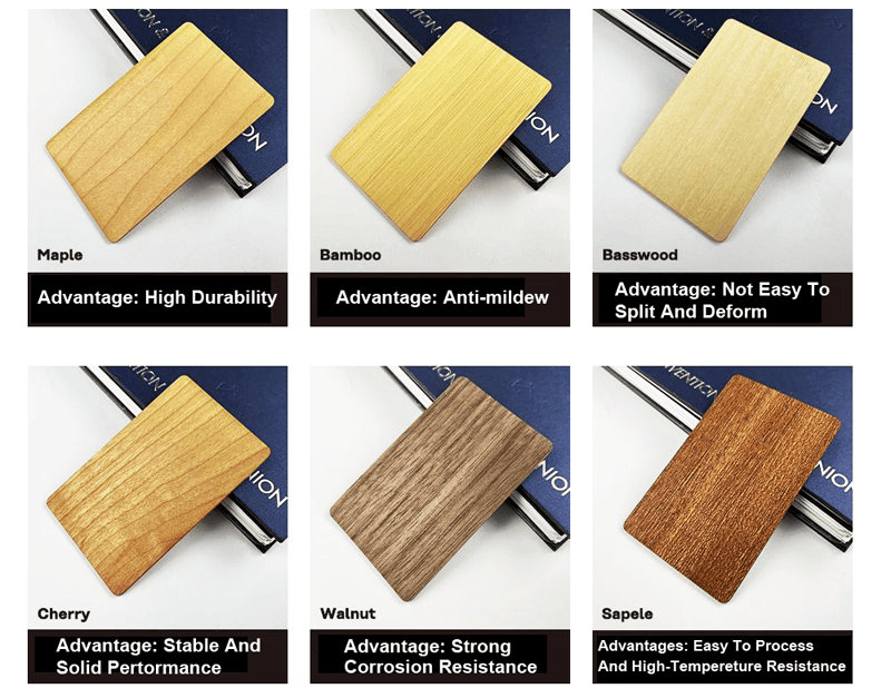 Fotografia ampliada da textura fibrosa natural do bambu renovável utilizado na fabricação de cartões RFID ecológicos