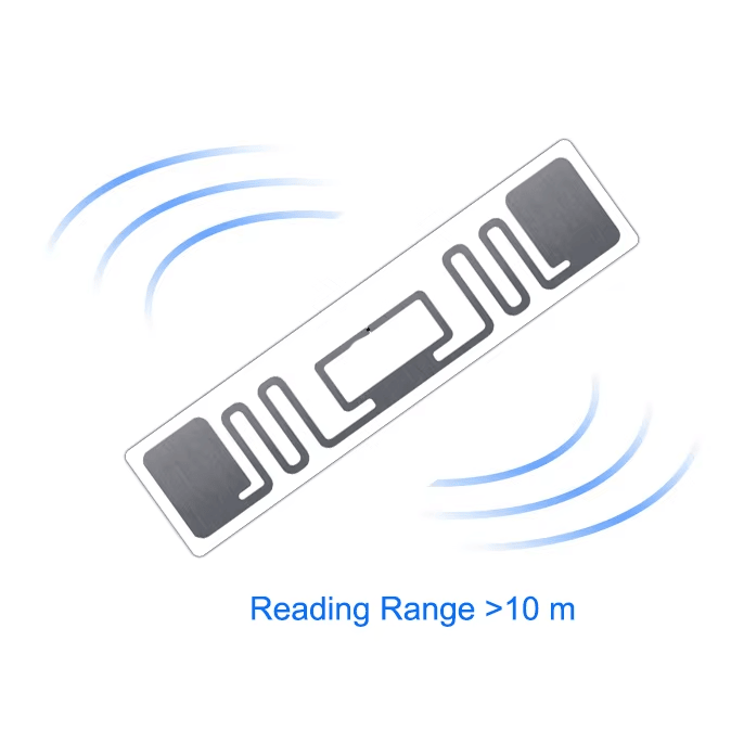 Esta imagem destaca disposição da antena em Etiquetas UHF RFID Codificadas para Caixas de Plástico para aplicações de Etiquetas RFID UHF.