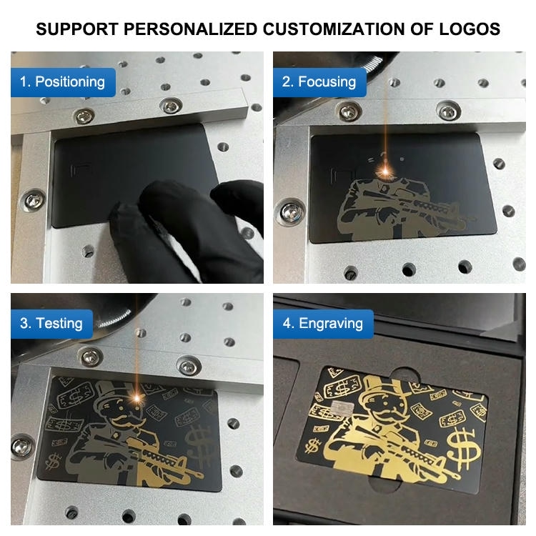 Cartões IC metálicos de contato personalizados para acesso seguro com foco em logotipo gravado.
