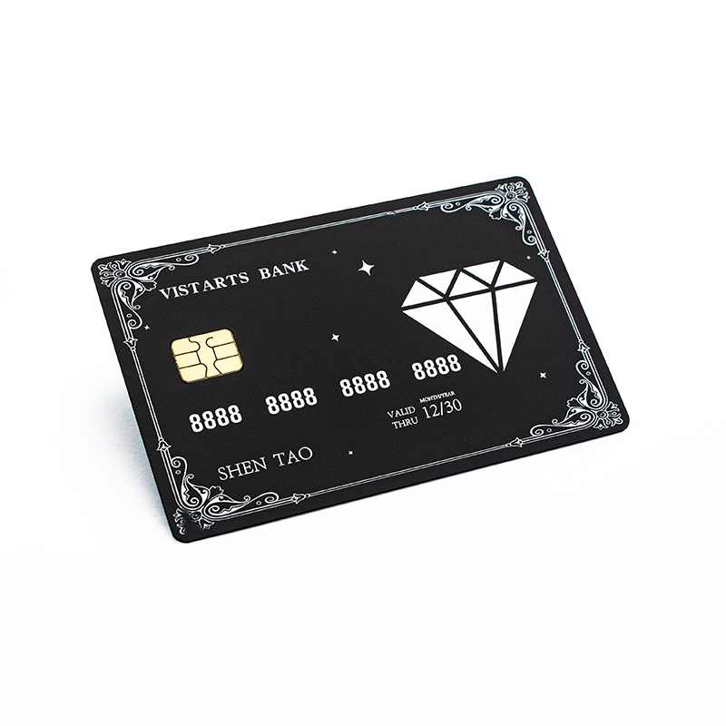 Imagem de Cartões inteligentes metálicos premium para controle de acesso com logotipo gravado para compradores que comparam soluções de Cartões IC metálicos com contato.