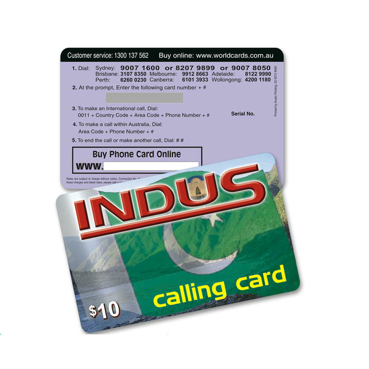 Cartões telefônicos e pré-pagos personalizados com design no tamanho de uma carteira para aplicações de Cartões plásticos.