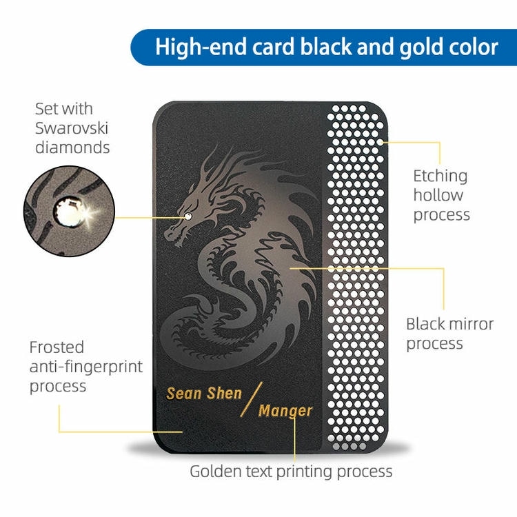 Imagem de Cartões de Visita em Metal Personalizados em Lote com vista traseira para compradores que comparam soluções de Cartões de visita metálicos.