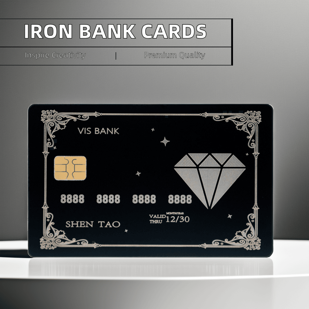 Cartões de visita em metal personalizados e gravados, vistos com superfície premium para aplicações de Cartões de visita metálicos.