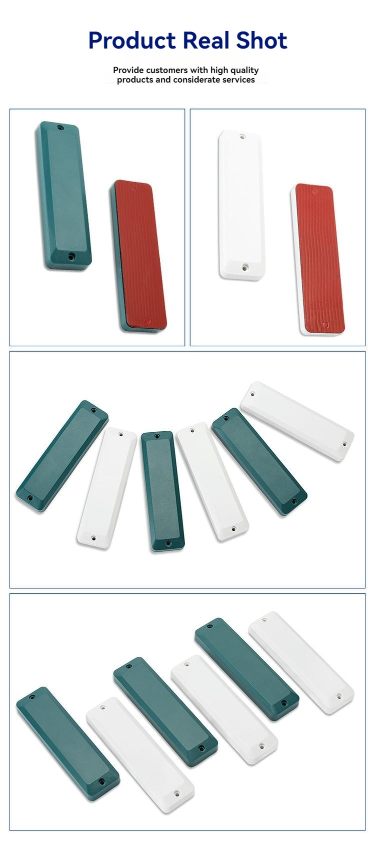Etiqueta RFID ABS para metal com destaque para borda polida em aplicações industriais.