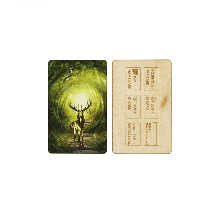 Imagem de Cartões RFID de Madeira para Programas Sustentáveis com acabamento do material para compradores que comparam soluções de Cartões de madeira.