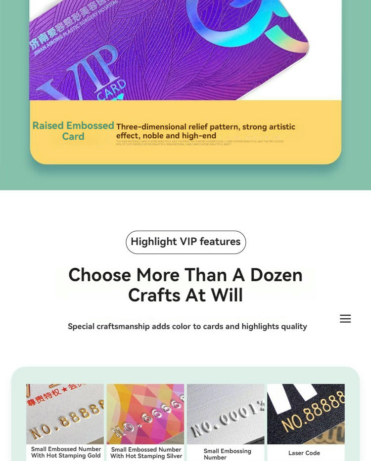 Design personalizado de cartões de associação premium para programas VIP em aplicações Cartões plásticos.