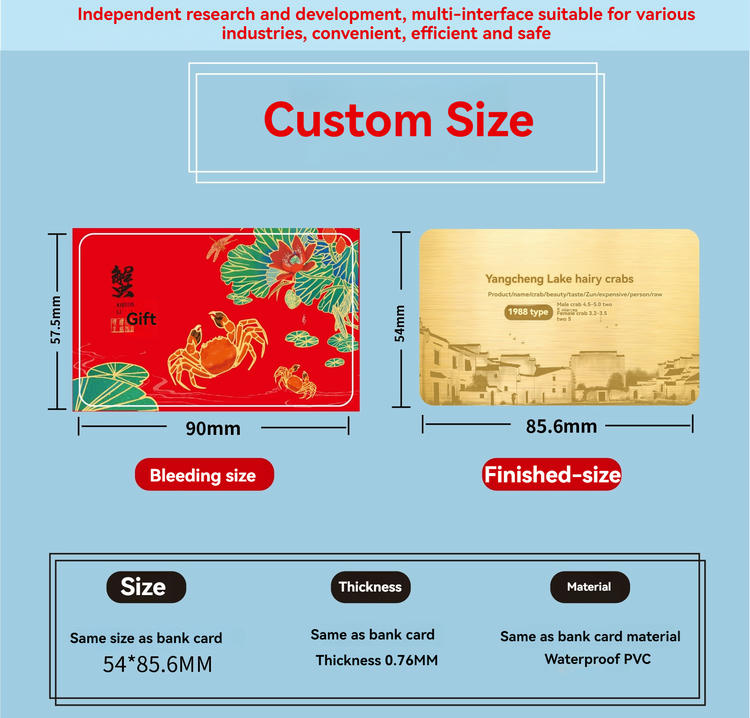 Imagem destacando cartões-presente em PVC personalizados para recompensas de varejo com leitura sem contato para aplicações de Cartões plásticos.