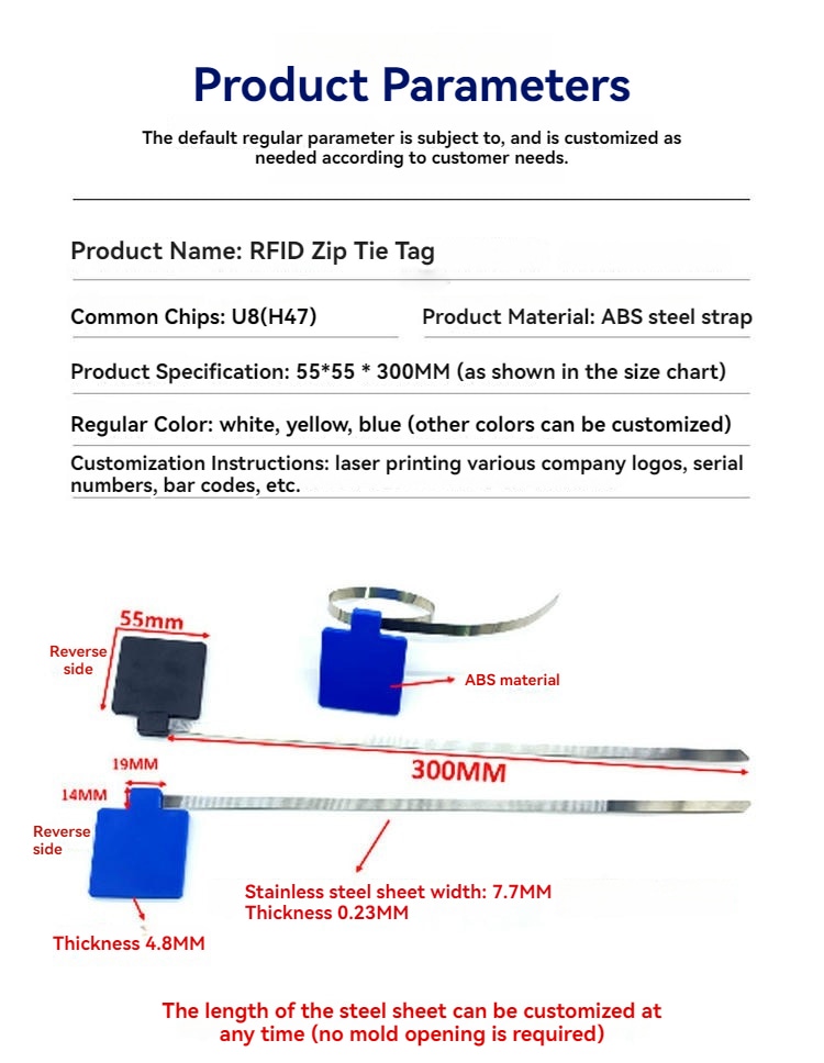 Etiqueta RFID reutilizável tipo abraçadeira para identificação de cabos industriais, apresentada em cenário de gestão de ativos para compradores de soluções RFID Cable Tie Tags.