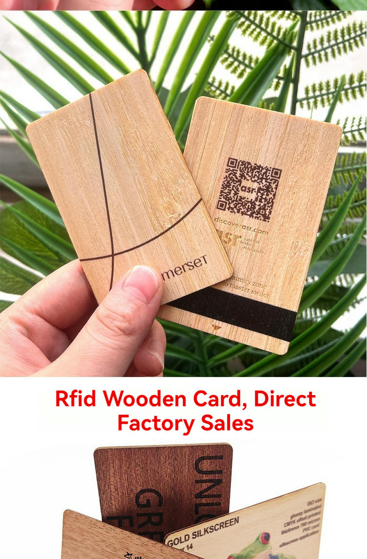 Comparação entre cartões de bambu carbonizado escuro e cartões de bambu natural claro