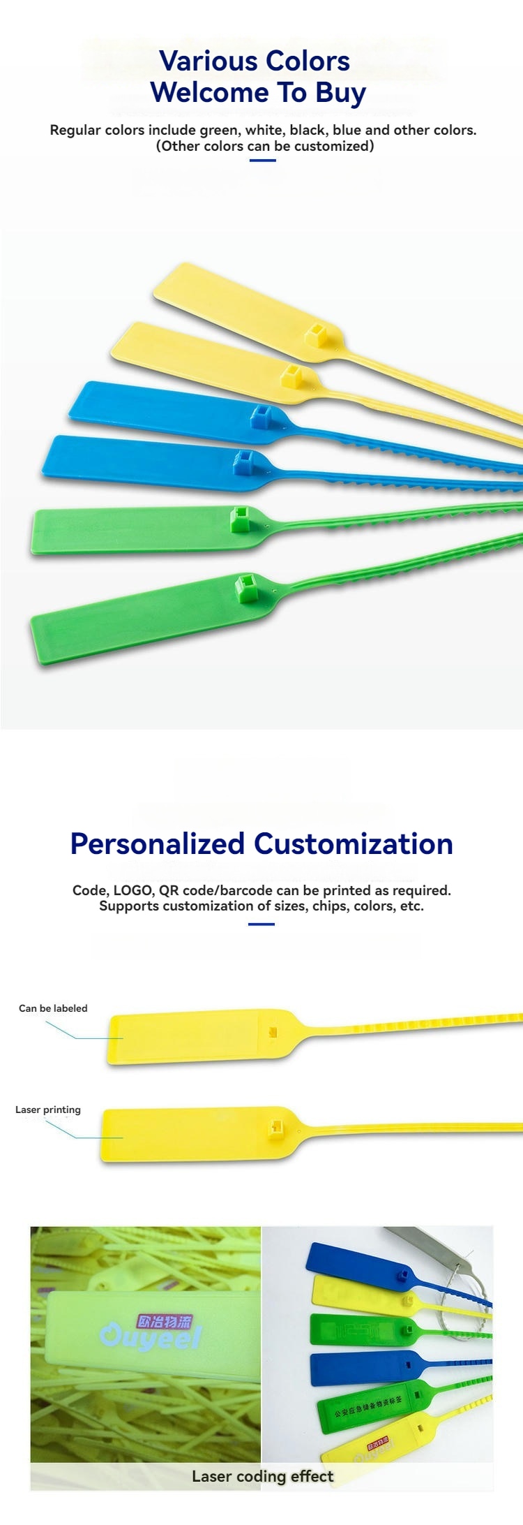 Etiqueta RFID UHF de abraçadeira para rastreamento em armazém em projetos RFID Cable Tie Tags.