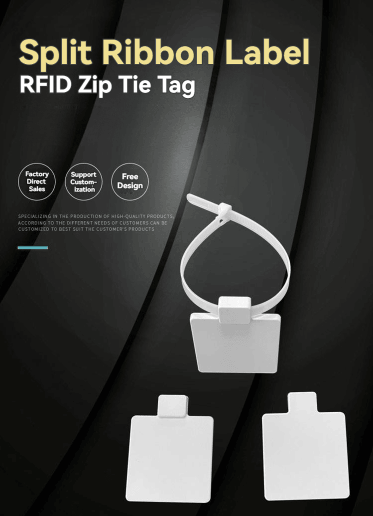 Etiquetas RFID de abraçadeira para rastreamento de cabos e ativos, mostradas com leitura sem contato para aplicações de RFID Cable Tie Tags.