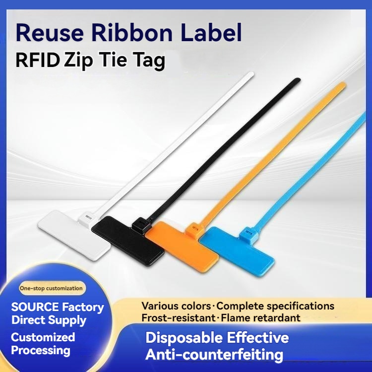 Imagem nítida de Tag RFID Zip Tie para ativos externos e cabos destacando gestão de ativos para aplicações de Tags RFID com abraçadeira.