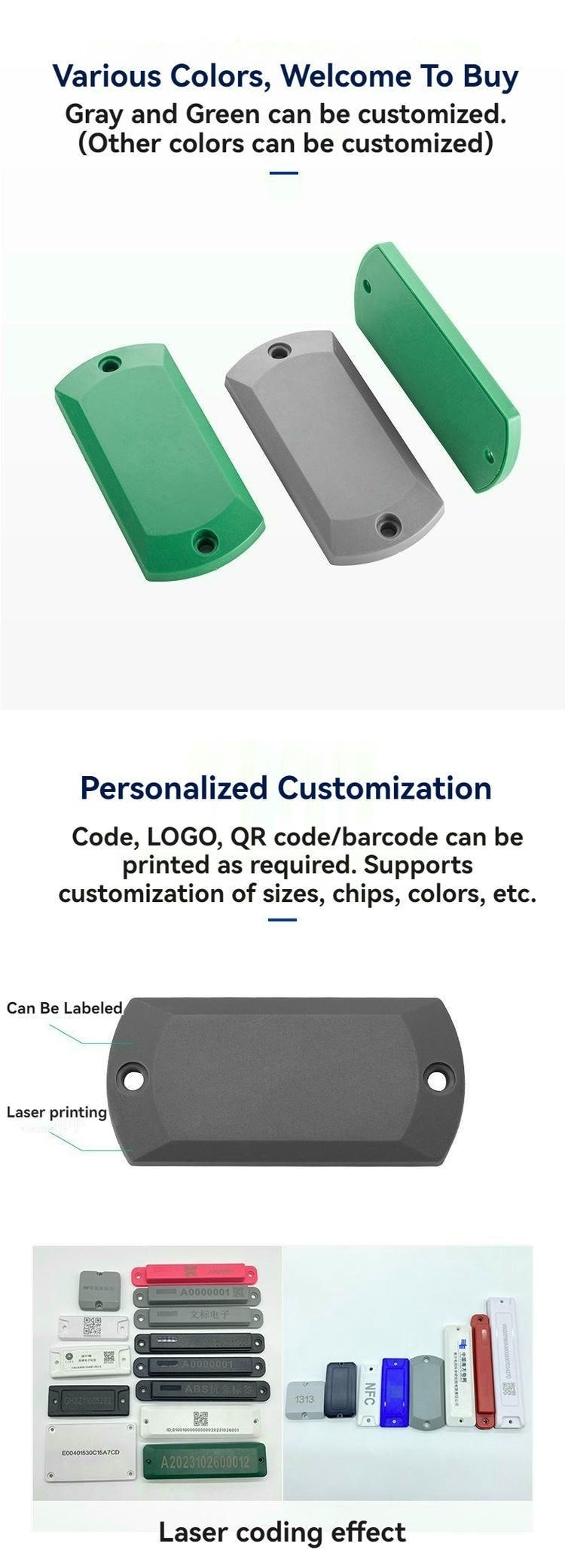 Tags RFID ABS para metal para rastreamento de pequenas ferramentas com foco na borda polida para projetos tags RFID de ABS para metal.