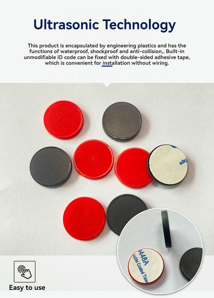 Conjunto de tags ABS20-1 coloridas para implantação em diferentes zonas de um sistema de rondas de vigilância.