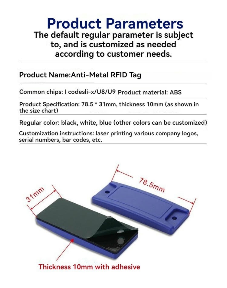 Foto das Etiquetas RFID ABS para metal personalizadas para ID de ativos, mostrando acabamento escovado na categoria tags RFID de ABS para metal.