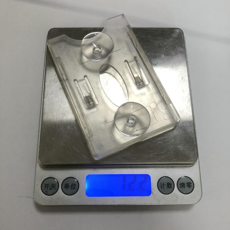 Conjunto de suportes para cartões com duas ventosas, disponíveis em acabamentos branco-creme e transparente para projetos de gestão de instalações.