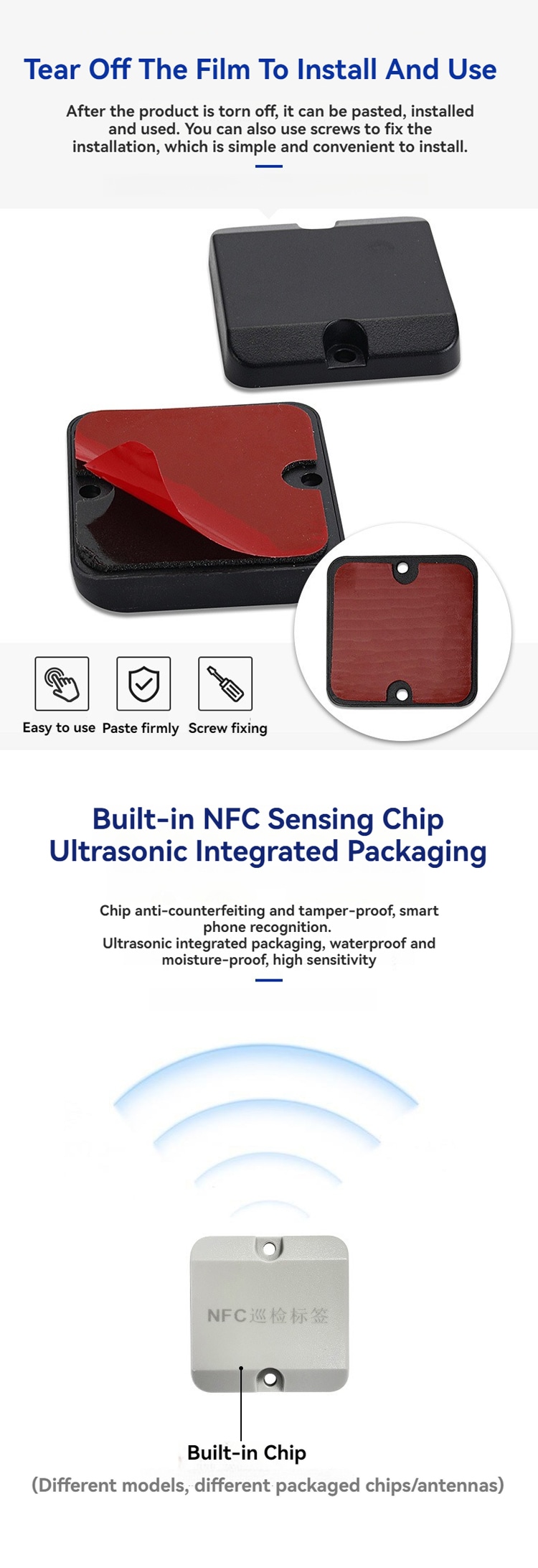 Foto de produto das etiquetas RFID ABS para metal para sistemas de acesso seguro, mostrando o detalhe de corte a laser na categoria tags RFID de ABS para metal.