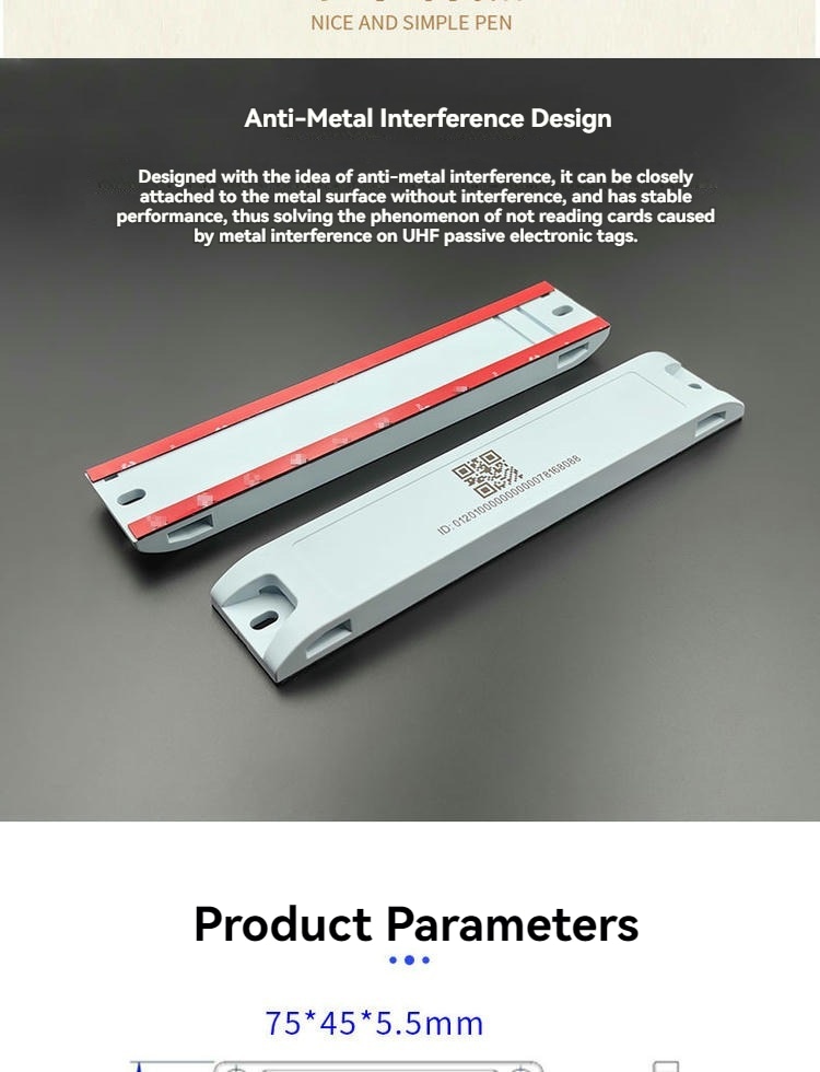 Imagem destacando a Tag RFID ABS para metal para rastreamento de ativos industriais com logotipo gravado para aplicações B2B.