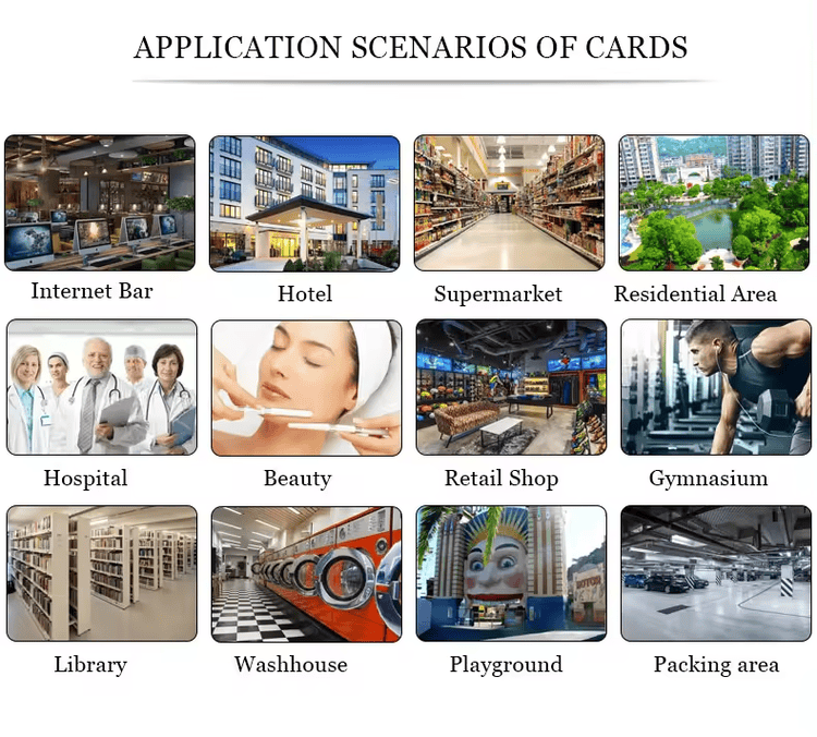Detalhe de cartões RFID de madeira gravados NTAG215 para aplicações NFC corporativas e Cartões de madeira.