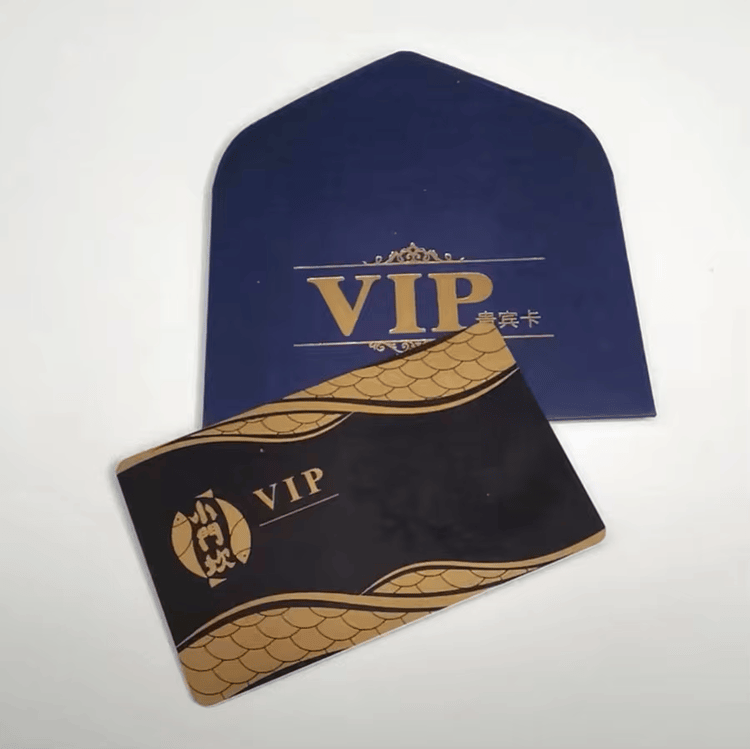 Porta-cartões para varejo disponível em preto, branco, azul e outras cores personalizadas.