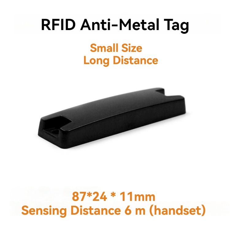 Tag RFID UHF PC para metal em equipamentos elétricos com acabamento escovado.