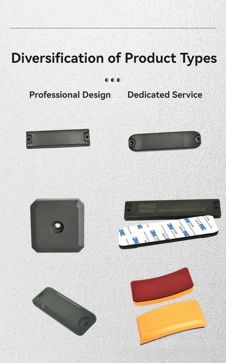 Detalhe de corte a laser em etiquetas RFID ABS para metal usadas em identificação de racks e ativos metálicos.