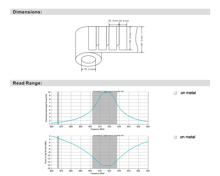 Imagem destacando o verso adesivo da Etiqueta UHF RFID Flexível On-metal para aplicações em ativos metálicos curvos.