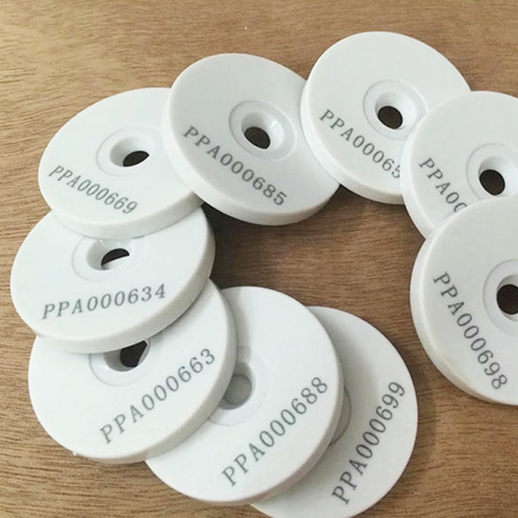 Tag RFID ABS para pontos de ronda de segurança com impressão de código de barras.