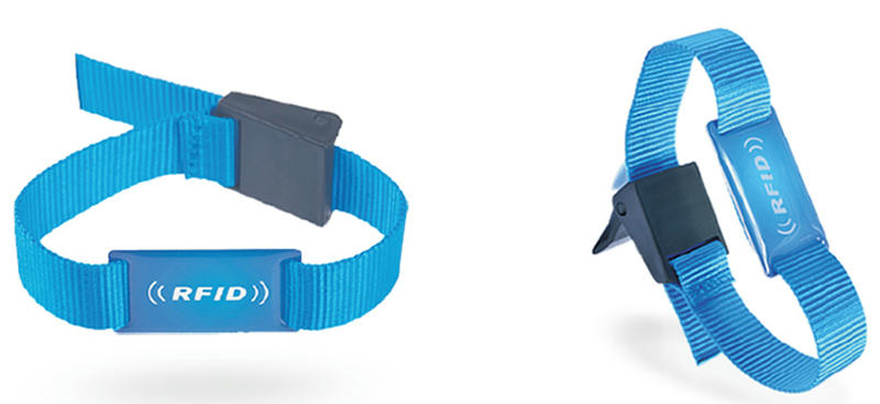 As especificações da pulseira RFID de nylon NLWB-06 mostram uma tira de 260mm e um resistente compartimento de PVC para identificação segura.