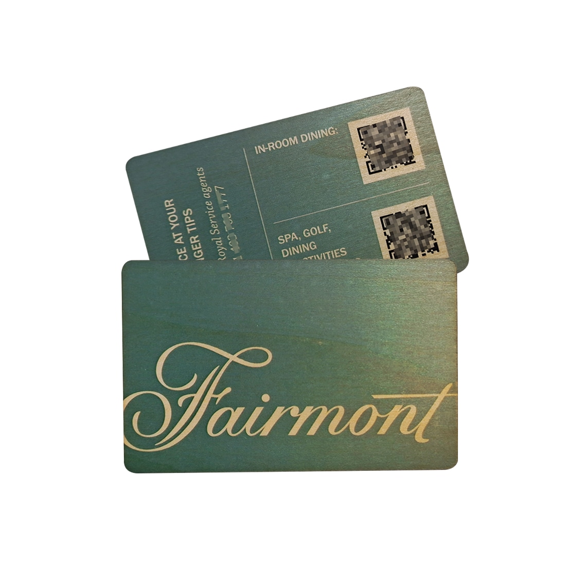 Vista lateral dos cartões NFC em tília personalizados para aplicações de membros e identidade visual.