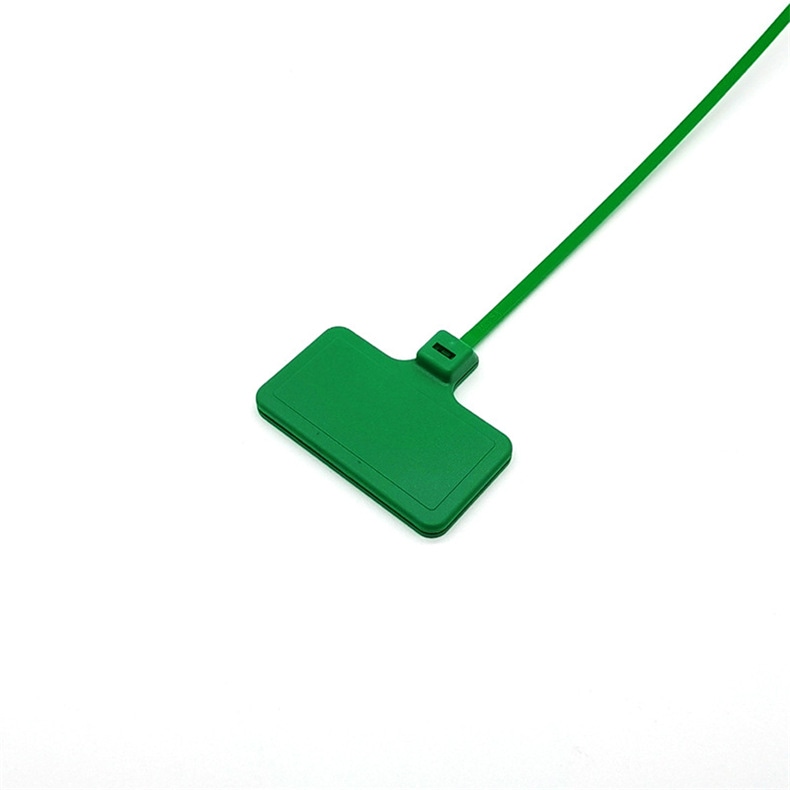 Lacre RFID com abraçadeira apresentado com referência de dimensões.