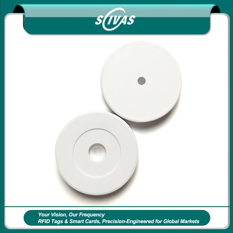 Tag RFID ABS em disco para ronda e controle de acesso com design adequado para instalação em parede em projetos tags RFID de ABS para rondas de vigilância.