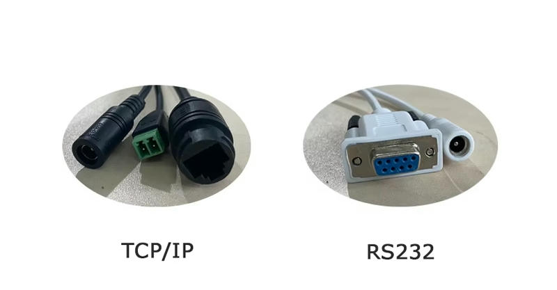 Imagem das opções de conexão do JT-R1560, incluindo cabo estilo TCP IP e cabos seriais para diferentes redes industriais.