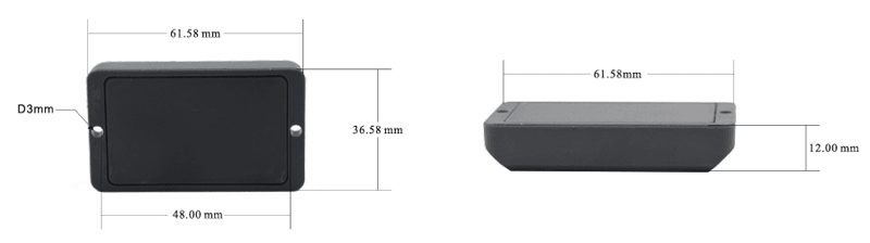 Desenho técnico dimensional do tag RFID EP6136-1 com medidas exatas para o planejamento da instalação em equipamentos.