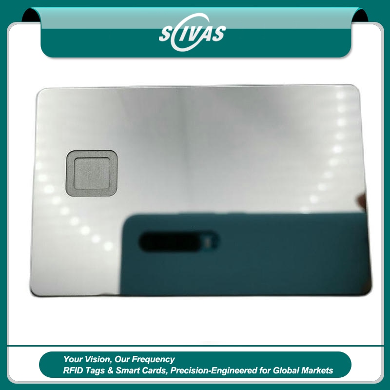 Imagem de Cartões IC Metálicos para Pagamento em Transporte com logotipo impresso para compradores que comparam soluções de Cartões IC metálicos com contato.