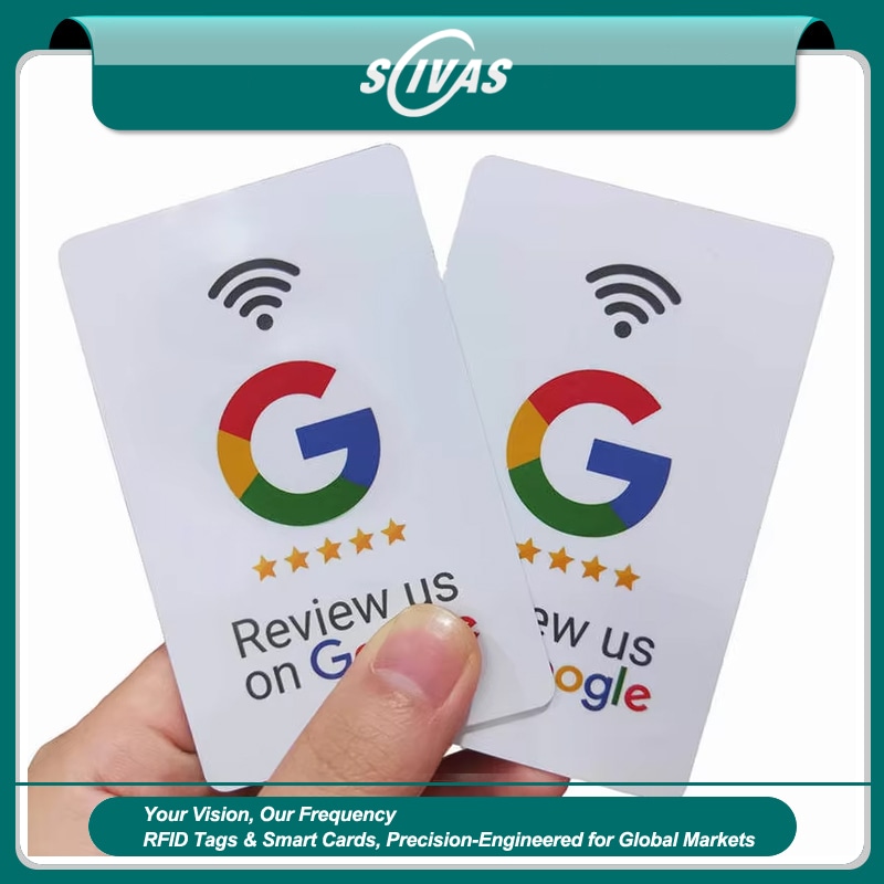 Cartões de avaliação do Google em PVC de alta qualidade com tecnologia NFC para coleta instantânea de feedback de clientes em balcões de empresas locais