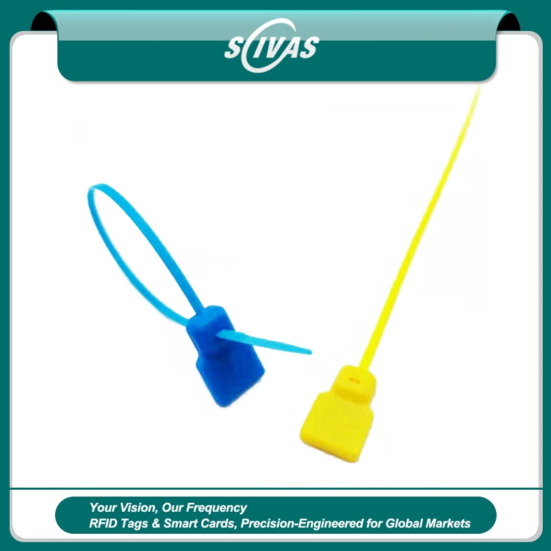Imagem de Etiquetas NFC com Abraçadeira para Itens Pequenos com foco em vista traseira para projetos de Tags RFID com abraçadeira.