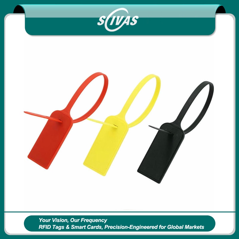Esta imagem destaca vista frontal em Abraçadeira RFID Resistente a Químicos para Tubos para aplicações de Tags RFID com abraçadeira.