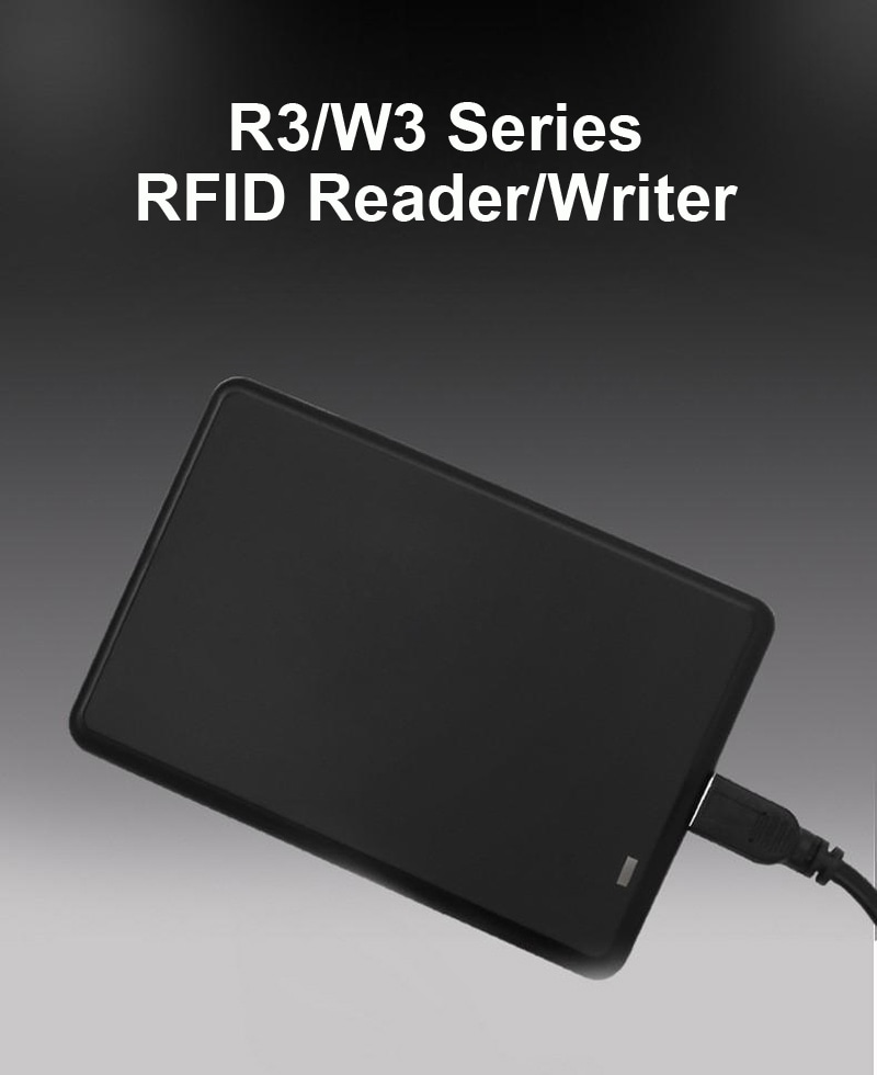 Imagem do leitor de controle de acesso de 13,56 MHz para cartões IC em uma aplicação segura com leitores RFID HF de 13,56 MHz.