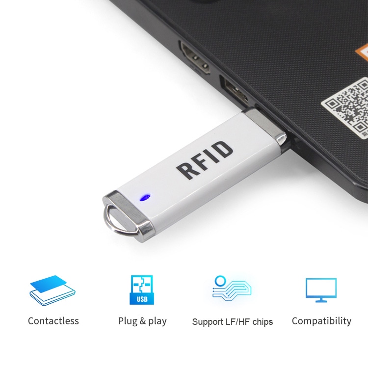Leitores RFID HF para projetos de sistemas apresentados com destaque para a impressão de logotipo personalizado.