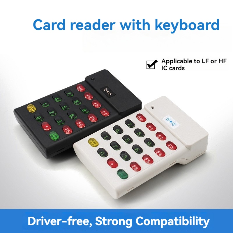Esta imagem destaca vista detalhada em Leitor RFID HF de Parede com Teclado USB para aplicações de Leitores RFID HF de 13 —56 MHz.