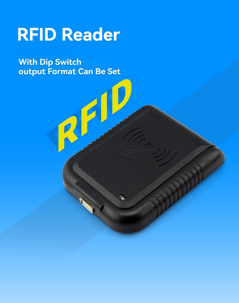 Leitor RFID LF para leitura UID em 125 kHz integrado a um sistema de segurança.
