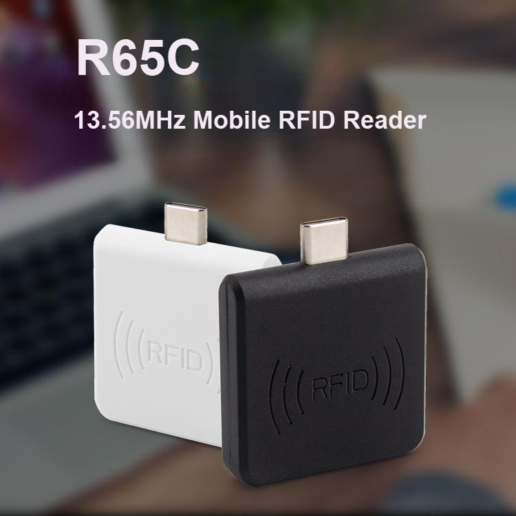 Leitor RFID HF para verificação de codificação de cartões, exibido com destaque para o terminal de conexão em projetos de leitores RFID HF de 13.56MHz.