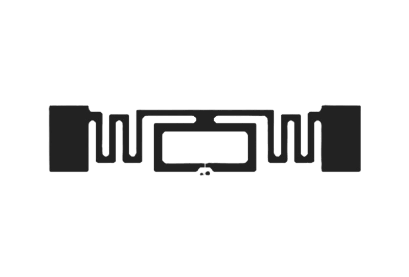 Gráfico da antena mostrando o inlay de etiqueta RFID UHF de 70x15mm, projetado para leituras consistentes em portais de operações logísticas.
