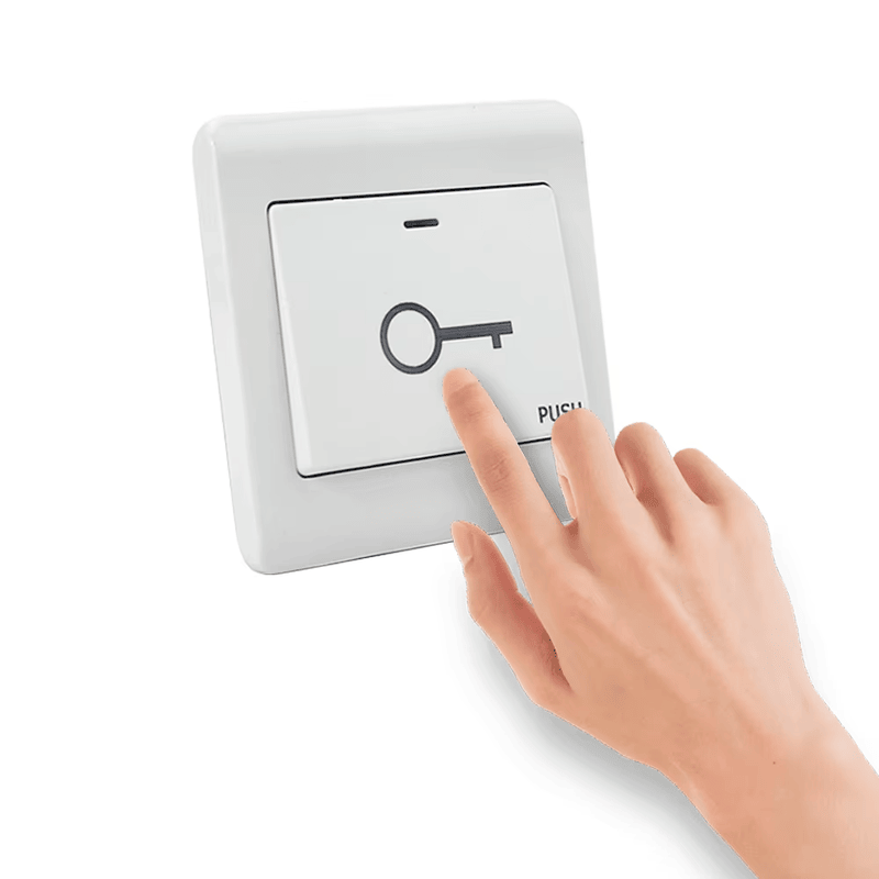 Botão de Saída Touch com LED Bicolor apresentado em vista frontal para projetos de Exit Buttons.