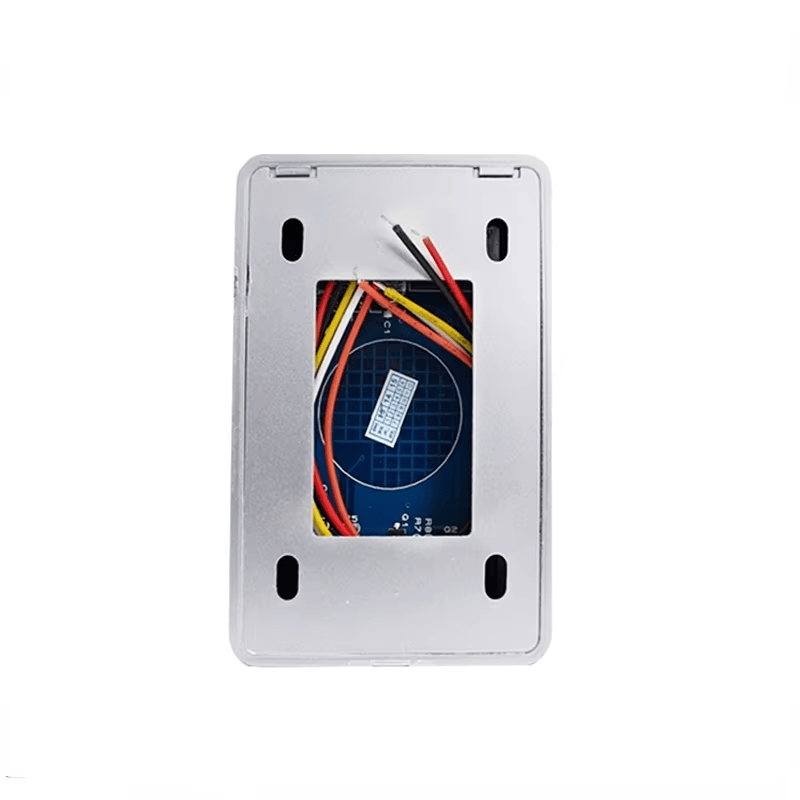 Botão de Saída Touch Inox com LED Tricolor exibido com foco na vista lateral para projetos de Exit Buttons.