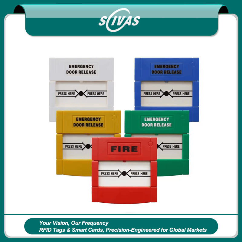 Unidade verde de acionamento manual de emergência por quebra de vidro modelo AR02 desenvolvida para liberação imediata de portas em sistemas de segurança contra incêndio e controle de acesso