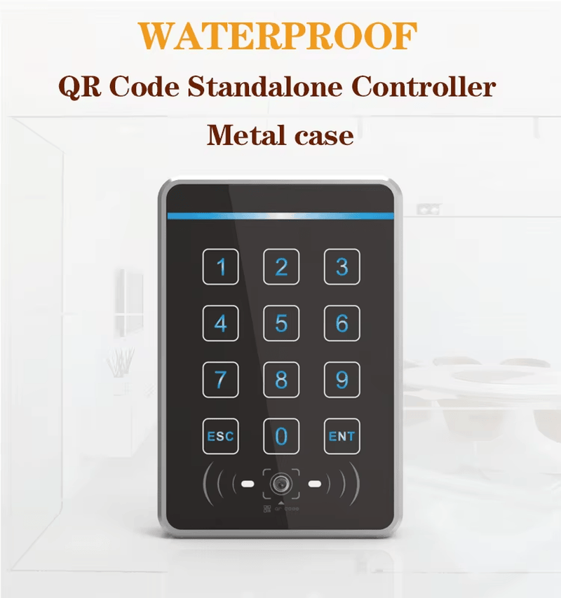 Um usuário apresenta um código QR no smartphone à janela de leitura do Q60, demonstrando sua identificação móvel rápida e sem contato.
